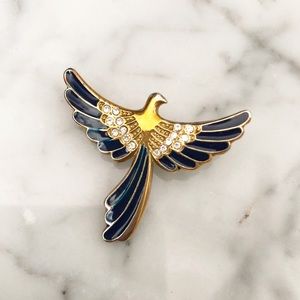 VNTG Golden Rhinestone Phoenix Brooch